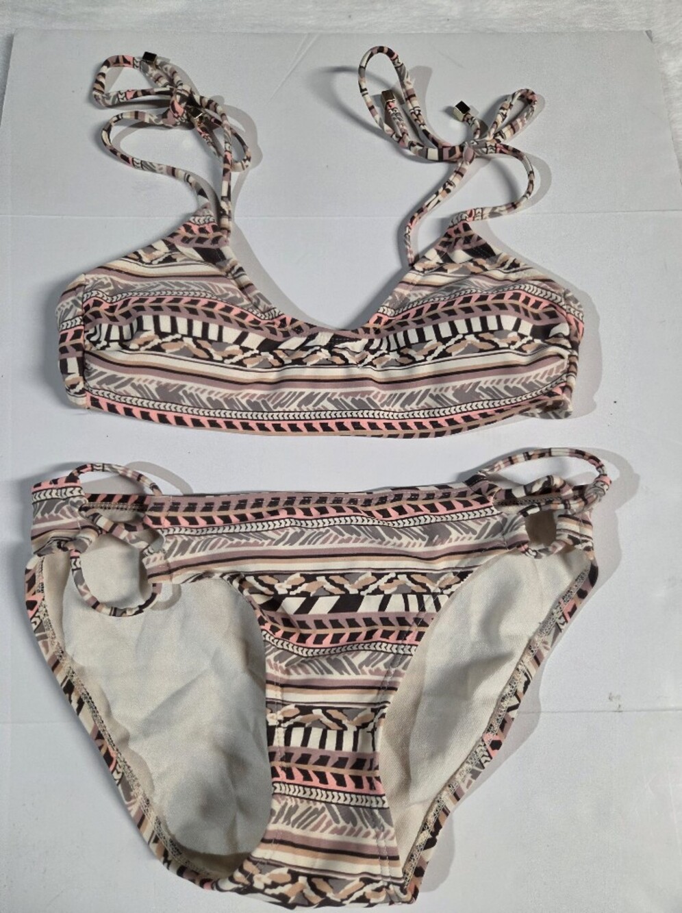 Xhilaration Pink & Cream Patterned Two-Piece Bikini